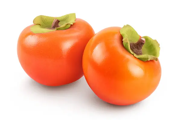 Persimmon Vruchten Geïsoleerd Witte Achtergrond Met Volledige Velddiepte — Stockfoto