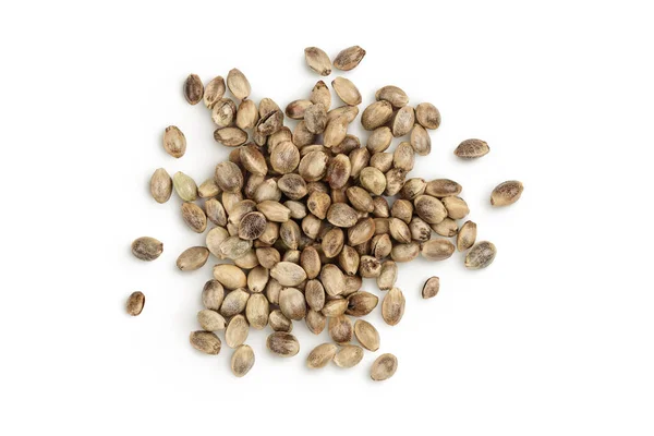 Hemp Seeds Isolated White Background Full Depth Field Top View — Stock Photo, Image