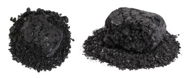 bbq kömür briketi beyaz arka planda tam derinlikte izole edilmiş. Üst Manzara. Düz yatıyordu.