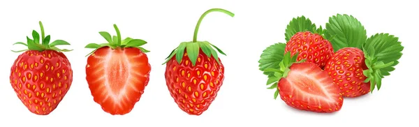 Strawberry Half Isolated White Background Fresh Berry Full Depth Field — Stock Photo, Image
