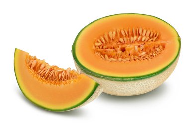 Kavun tam derinlikte beyaz arkaplanda izole edildi