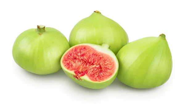 Ripe Green Fig Fruit Isolated White Background Full Depth Field — Stock Photo, Image
