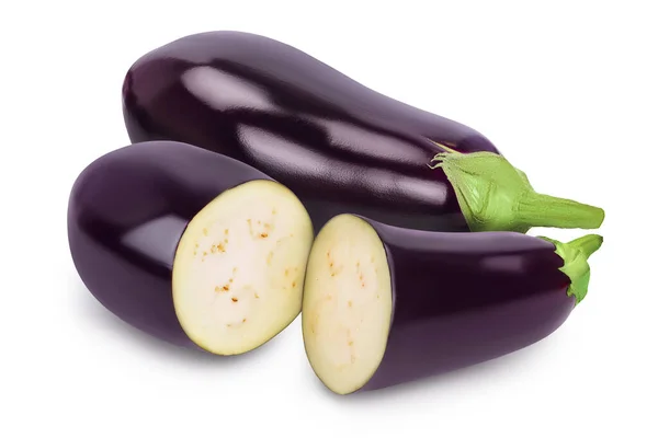 Eggplant Eller Aubergine Isolerad Vit Bakgrund Med Fullt Skärpedjup — Stockfoto