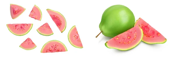 Guave Fruchtscheiben Isoliert Auf Weißem Hintergrund Mit Voller Schärfentiefe Ansicht — Stockfoto