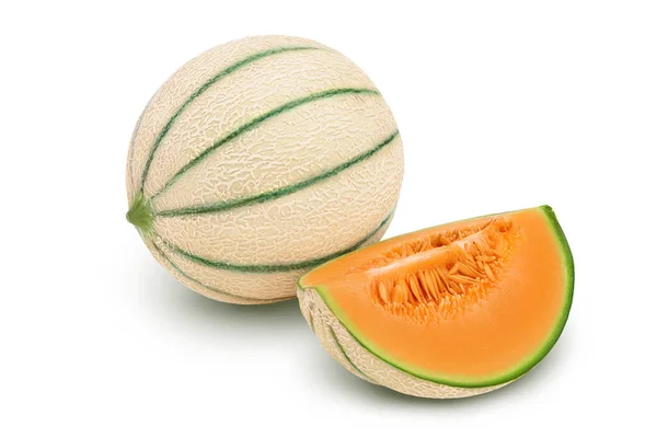Kantaloupe Melon Isolerad Vit Bakgrund Med Fullt Skärpedjup — Stockfoto
