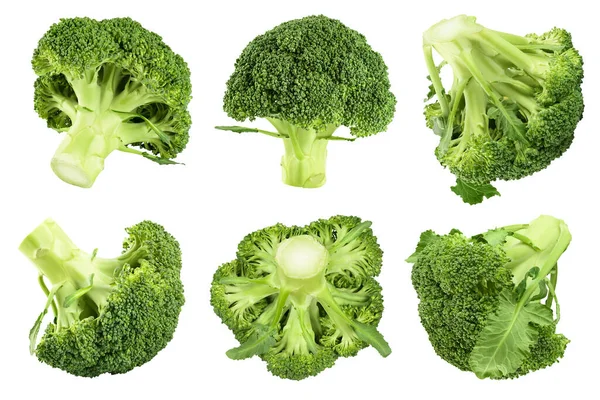Čerstvá Brokolice Izolované Bílém Pozadí Zblízka Plnou Hloubkou Pole Horní — Stock fotografie