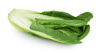 Organik taze pazı bitkisi beyaz arka planda izole edilmiş, geniş bir alana yayılmış..