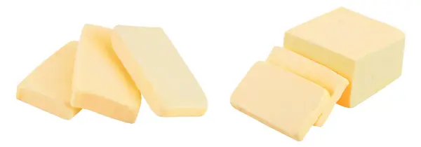 Butter Slices Isolated White Background Full Depth Field — Φωτογραφία Αρχείου