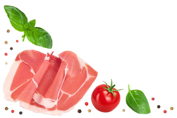 Italian Prosciutto Crudo Spanish Jamon Raw Ham Isolated White Background — Stockfoto