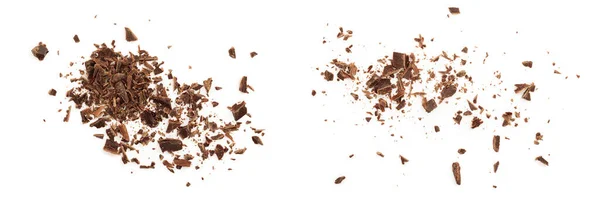 Riven Choklad Isolerad Vit Bakgrund Ovanifrån — Stockfoto