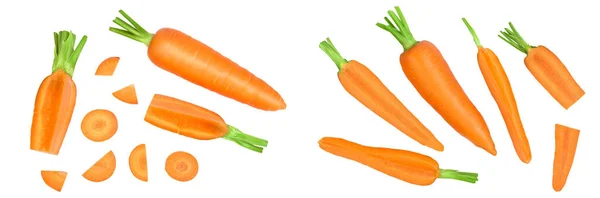Морковь Изолирована Белом Фоне Полной Глубиной Резкости Вид Сверху Плоский — стоковое фото