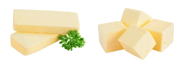 Butter Slices Isolated White Background Full Depth Field — Stockfoto