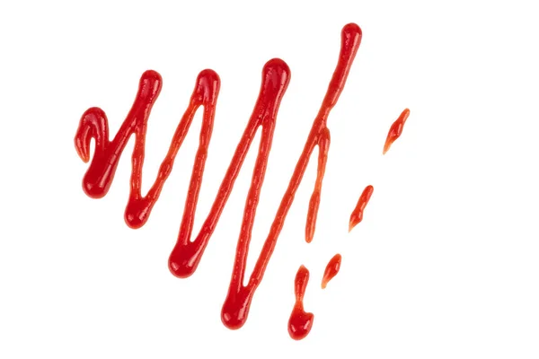 Красный Томатный Соус Кетчуп Изолированы Белом Фоне Вид Сверху Плоский — стоковое фото