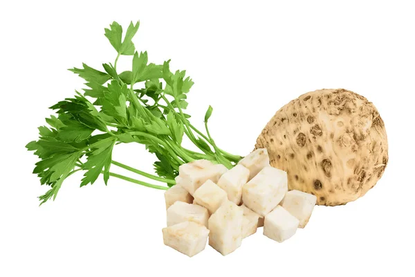 Diced Celery Root Isolated White Background — Stock Photo, Image