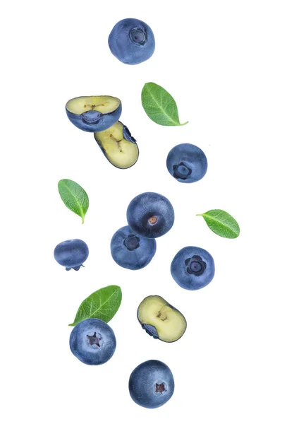 Fresh Blueberry Isolated White Background Closeup Full Depth Field — Stock Photo, Image
