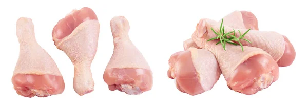Ωμό Πόδι Κοτόπουλου Μπούτι Που Απομονώνονται Λευκό Φόντο Πλήρες Βάθος — Φωτογραφία Αρχείου