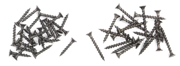 Black Screws Isolated White Background Closeup Top View — Stock Photo, Image