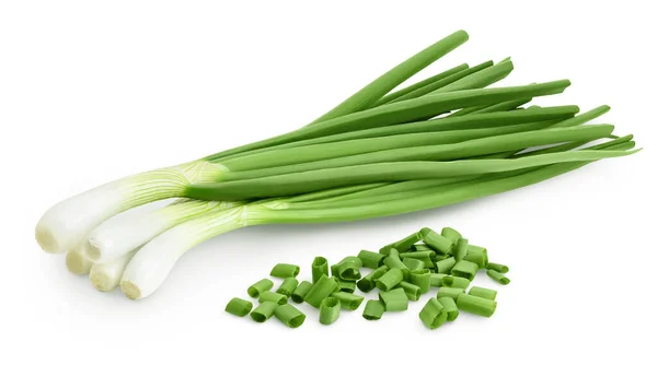 Grüne Zwiebel Isoliert Auf Weißem Hintergrund Mit Voller Schärfentiefe — Stockfoto