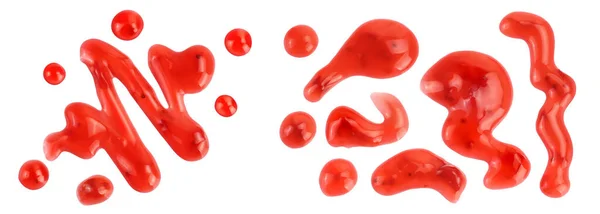 Красный Клубничный Сироп Изолирован Белом Фоне Полной Глубиной Резкости Вид — стоковое фото