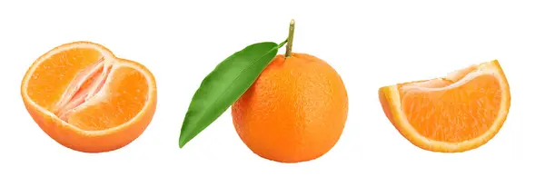 Tangerine Clementine Half Geïsoleerd Witte Achtergrond Met Volledige Velddiepte — Stockfoto
