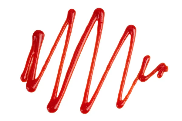Красный Томатный Соус Кетчуп Изолированы Белом Фоне Вид Сверху Плоский — стоковое фото