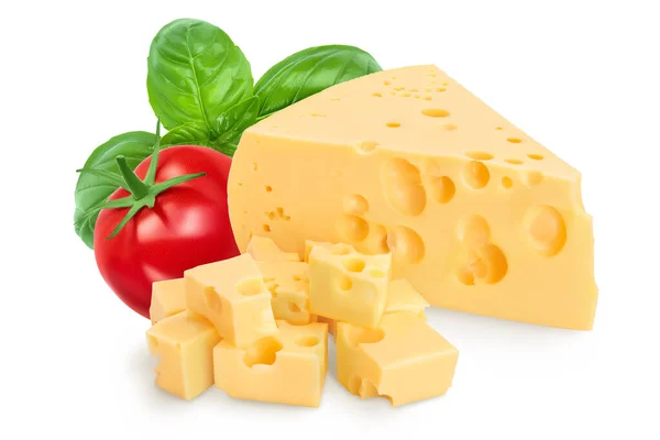 Stück Käse Isoliert Auf Weißem Hintergrund Mit Clipping Pfad Und — Stockfoto