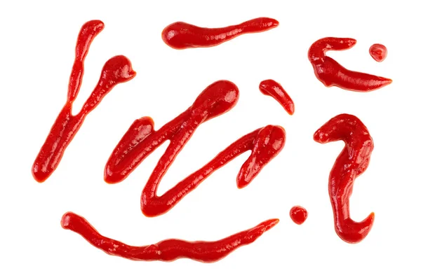 Rød Tomatsauce Eller Ketchup Isoleret Hvid Baggrund Øverste Udsigt Flad - Stock-foto