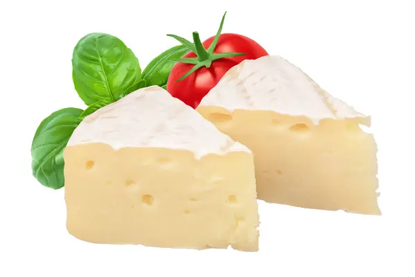 Formaggio Camembert Affettato Isolato Fondo Bianco Con Piena Profondità Campo — Foto Stock