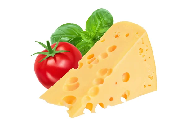 Beyaz Arkaplanda Tam Derinlikte Izole Edilmiş Peynir Parçası — Stok fotoğraf