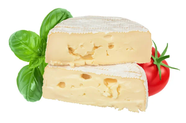 Sýr Camembert Izolovaný Bílém Pozadí Odříznutou Dráhou Plnou Hloubkou Pole — Stock fotografie