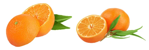 Mandarine Oder Clementine Halb Isoliert Auf Weißem Hintergrund Mit Voller — Stockfoto