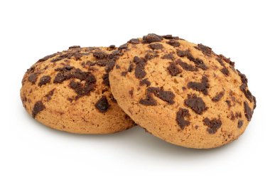 yulaf ezmesi chocolate chip cookie beyaz zemin üzerine izole.