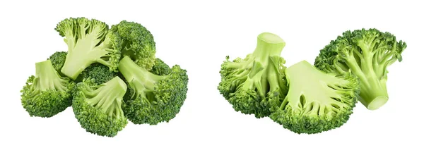 Świeże Brokuły Izolowane Białym Tle Zbliżenie Pełną Głębią Ostrości — Zdjęcie stockowe