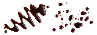 Balsamic vinegar isolated on white background. Top view. Flat lay,