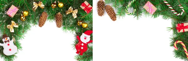 Kerstmis Achtergrond Geïsoleerd Wit Met Kopie Ruimte Voor Tekst Bovenaanzicht — Stockfoto