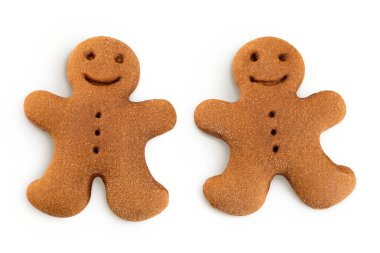 Zencefilli adam beyaz arka planda izole edilmiş. Üst Manzara. Düz yatıyordu