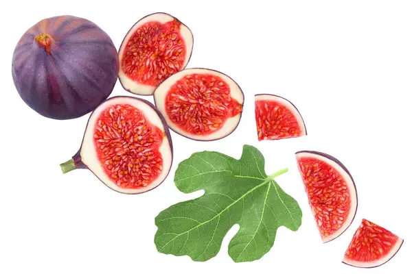 Fig Fruits Isolated White Background Clipping Path Top View Flat — Stock Photo, Image