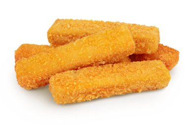 Tam derinlikte beyaz arkaplanda balık parmağı ya da sopa izole.