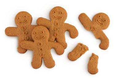 Zencefilli adam beyaz arka planda izole edilmiş. Üst Manzara. Düz yatıyordu