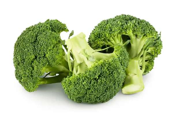 Färsk Broccoli Isolerad Vit Bakgrund Närbild Med Fullt Skärpedjup Stockbild