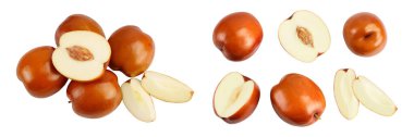 jujube or chinese date isolated on white background. Top view. Flat lay,