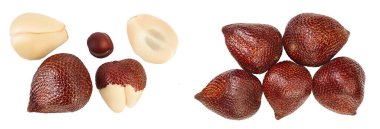 Beyaz arkaplanda yaban yılanı meyvesi var. Üst Manzara. Düz yatıyordu