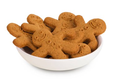 Seramik kasedeki zencefilli adam beyaz arka planda izole edilmiş..