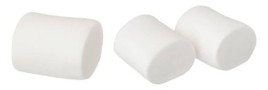 Marshmallow tam derinlikteki beyaz arkaplanda izole edildi.