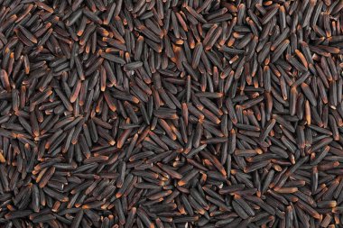 Arkaplan olarak siyah pirinç. Üst Manzara. Düz yatıyordu.