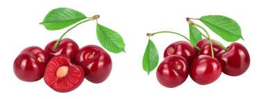 red sweet cherry isolated on white background with full depth of field, clipart