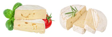 Camembert cheese isolated on white background with full depth of field.