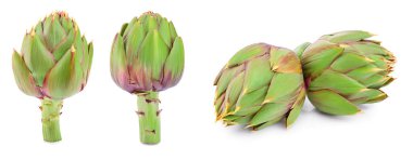 Fresh Artichokes isolated on white background closeup. clipart