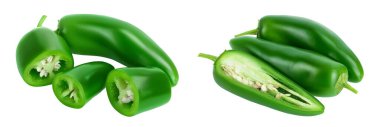 jalapeno peppers isolated on white background. Green chili pepper with full depth of fiel. clipart