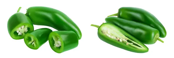 stock image jalapeno peppers isolated on white background. Green chili pepper with full depth of fiel.